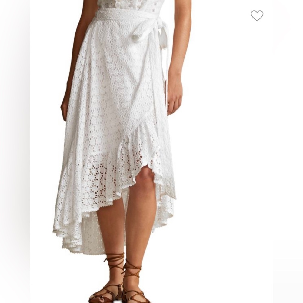 Polo Ralph Lauren White Eyelet Cotton Voile Wrap Skirt Size 8 NWT